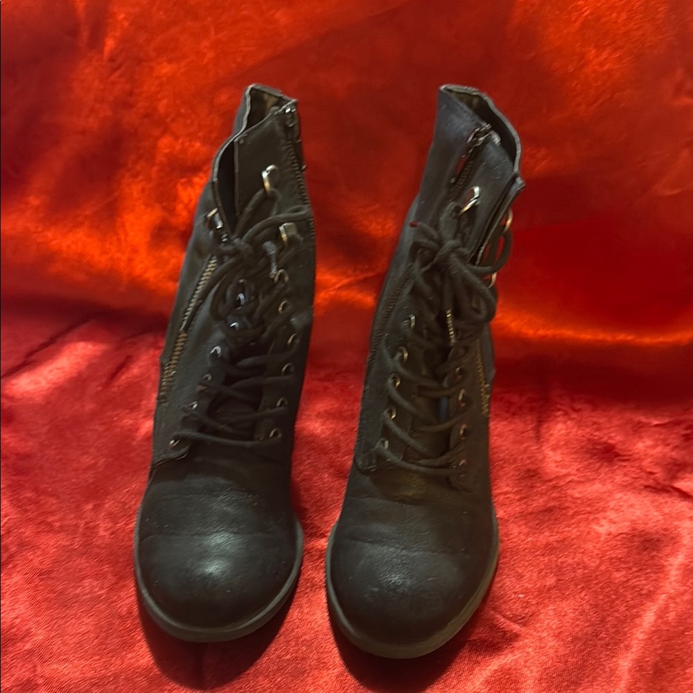 Women's Black Lace-Up Boots